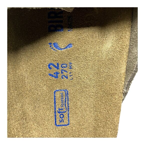 Birkenstock Arizona Mens 9 Taupe Suede Soft Footbed Sandals Narrow Fit NWB main image 7